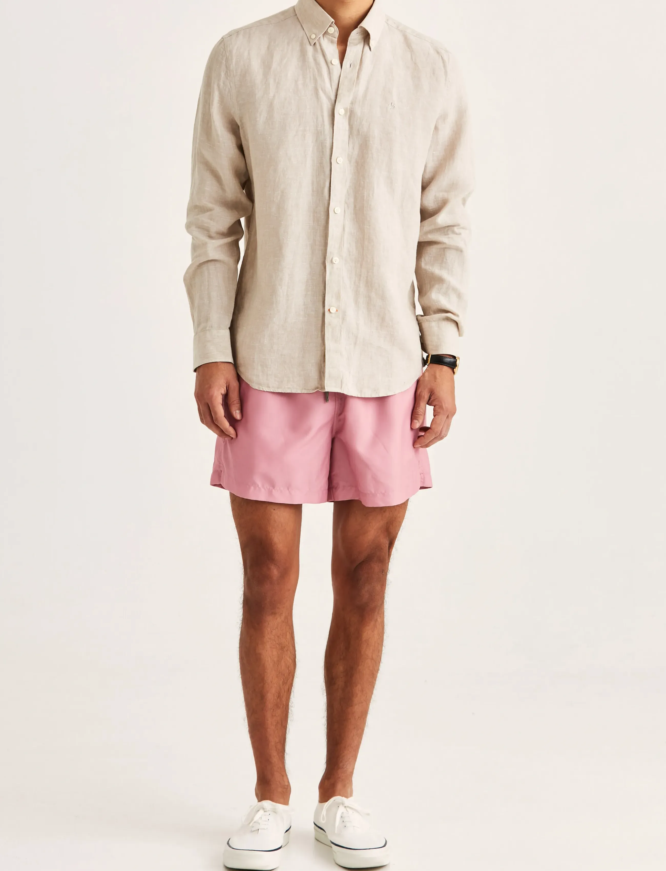Morris - Douglas Linen Shirt-Classic Fit - linneskjortor - khaki - 3
