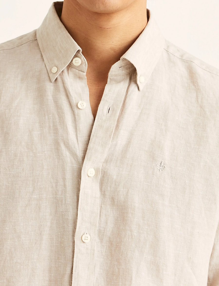 Morris - Douglas Linen Shirt-Classic Fit - leinenhemden - khaki - 5