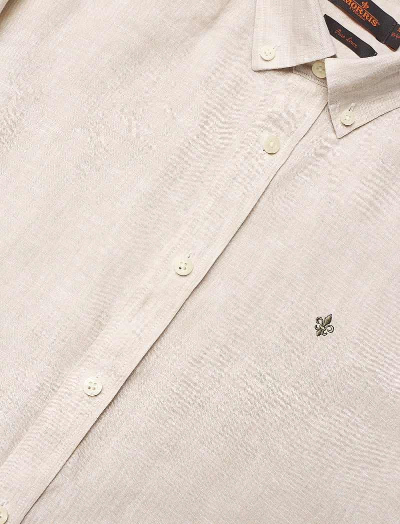Morris - Douglas Linen SS Shirt-Classic Fit - linneskjortor - khaki - 3