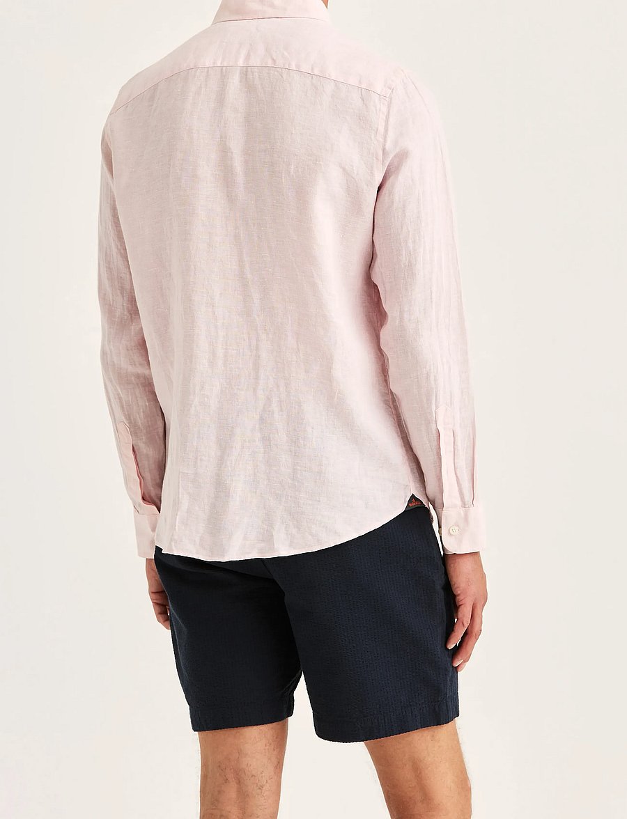 Morris - Douglas Linen Shirt-Classic Fit - hørskjorter - lt pink - 4