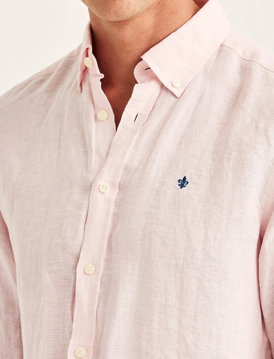 Morris - Douglas Linen Shirt-Classic Fit - hørskjorter - lt pink - 5