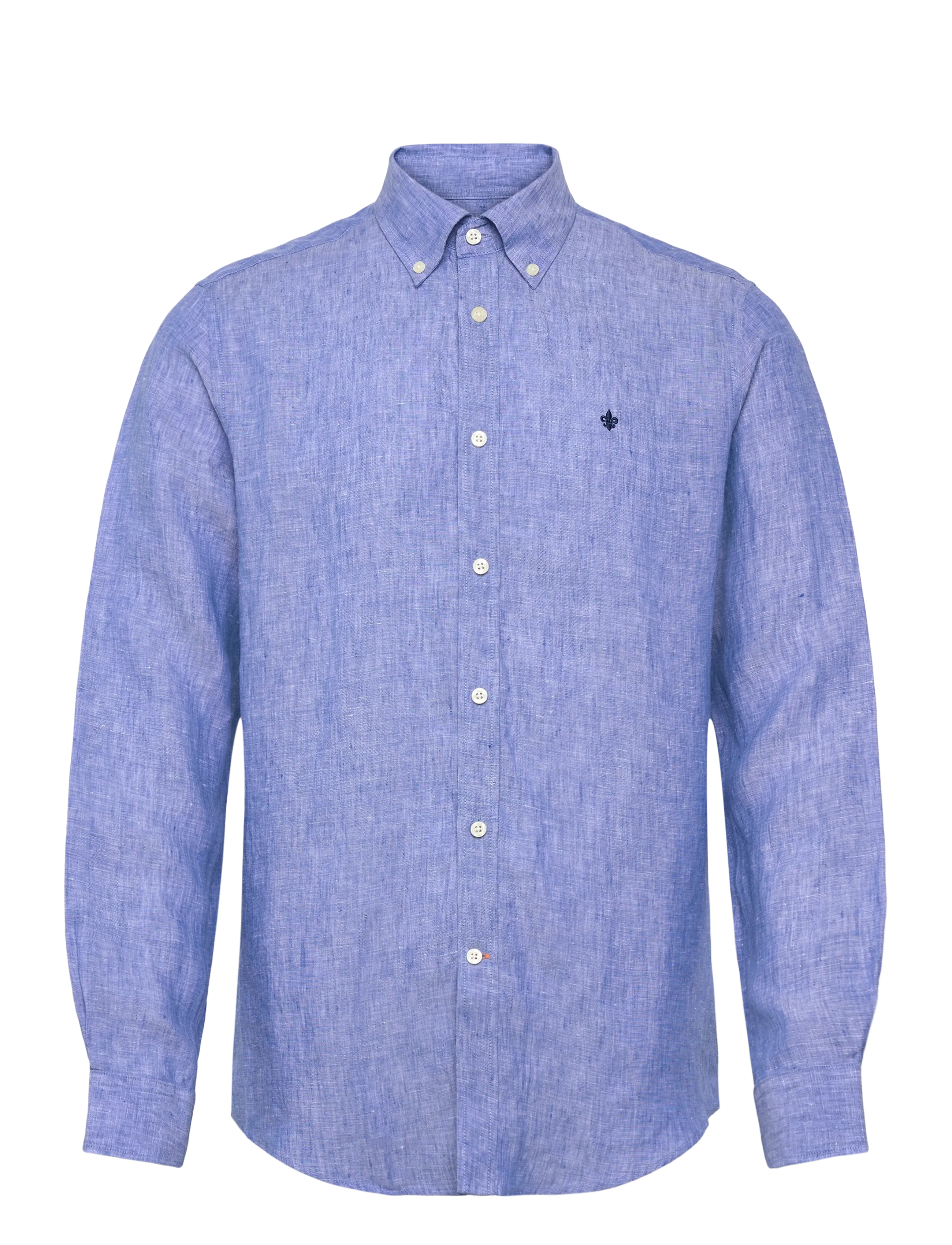 Morris Douglas Linen Shirt-Classic Fit - Kläder - MID BLUE / blue