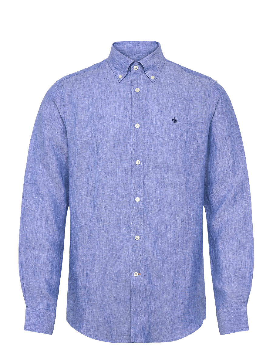 Morris - Douglas Linen Shirt-Classic Fit - leinenhemden - mid blue - 1