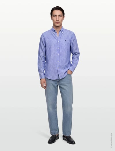 Morris Douglas Linen Shirt-Classic Fit - Linased särgid - MID BLUE / blue