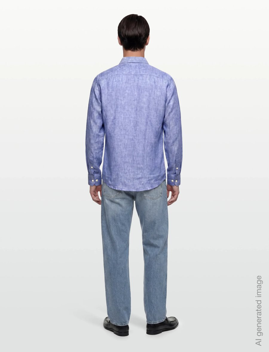 Morris - Douglas Linen Shirt-Classic Fit - leinenhemden - mid blue - 4