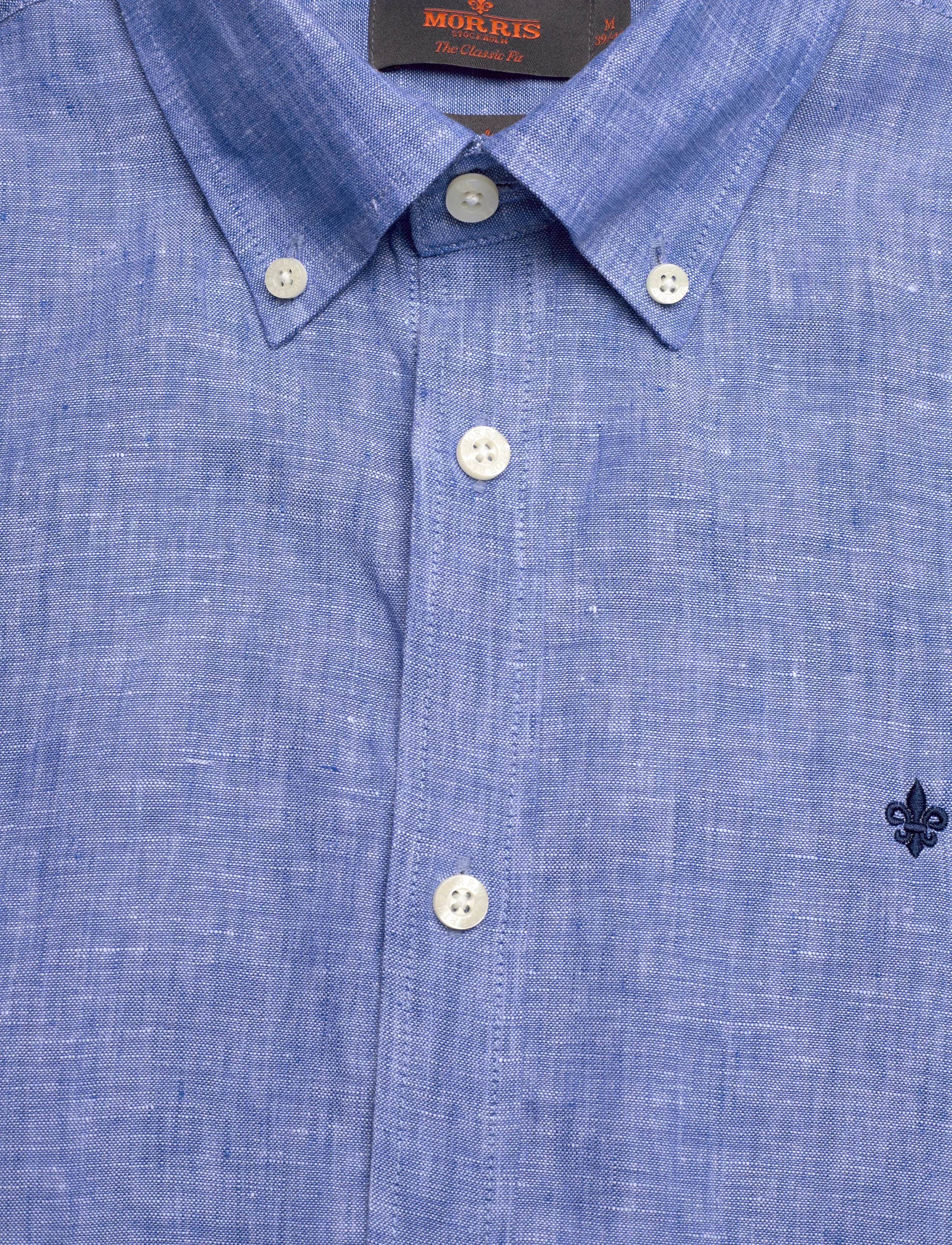 Morris - Douglas Linen Shirt-Classic Fit - hørskjorter - mid blue - 5