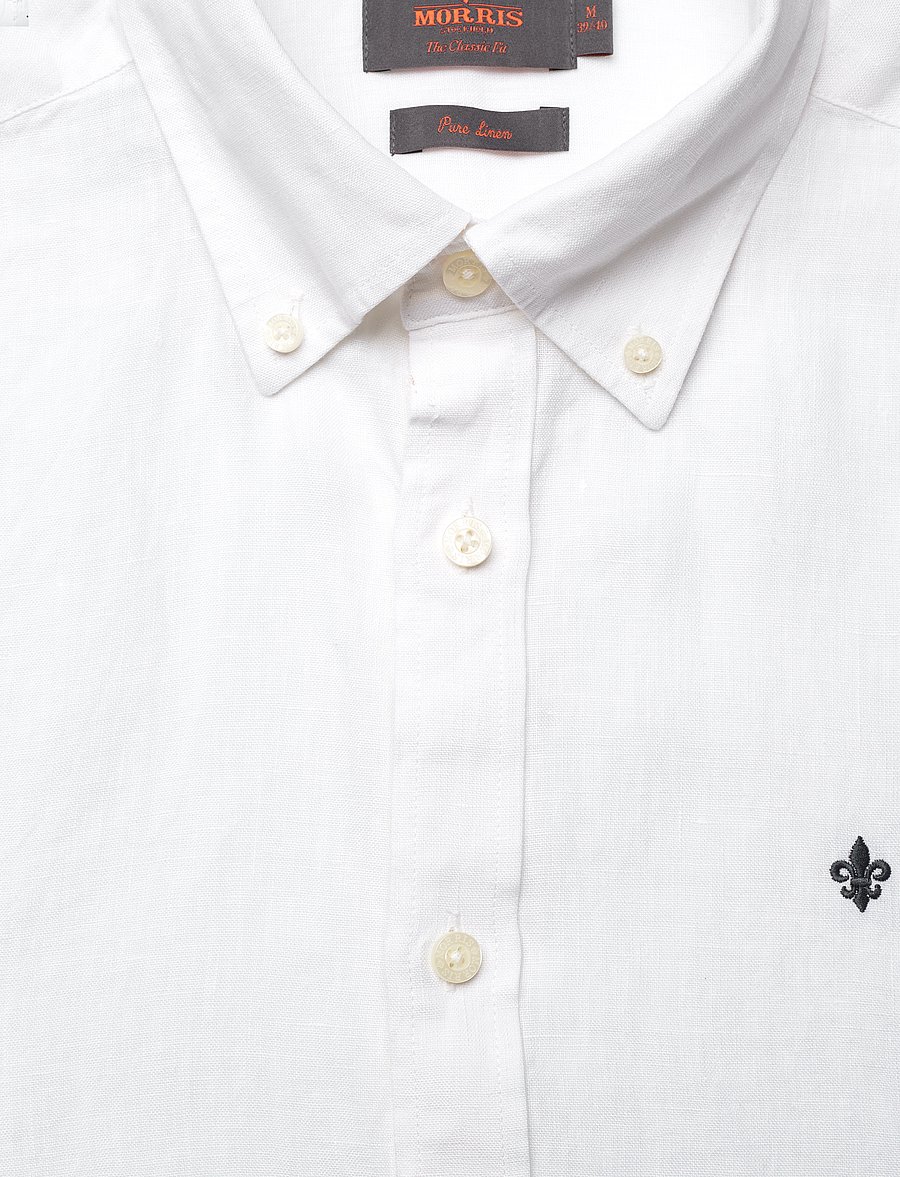 Morris - Douglas Linen Shirt-Classic Fit - linen shirts - off white - 5