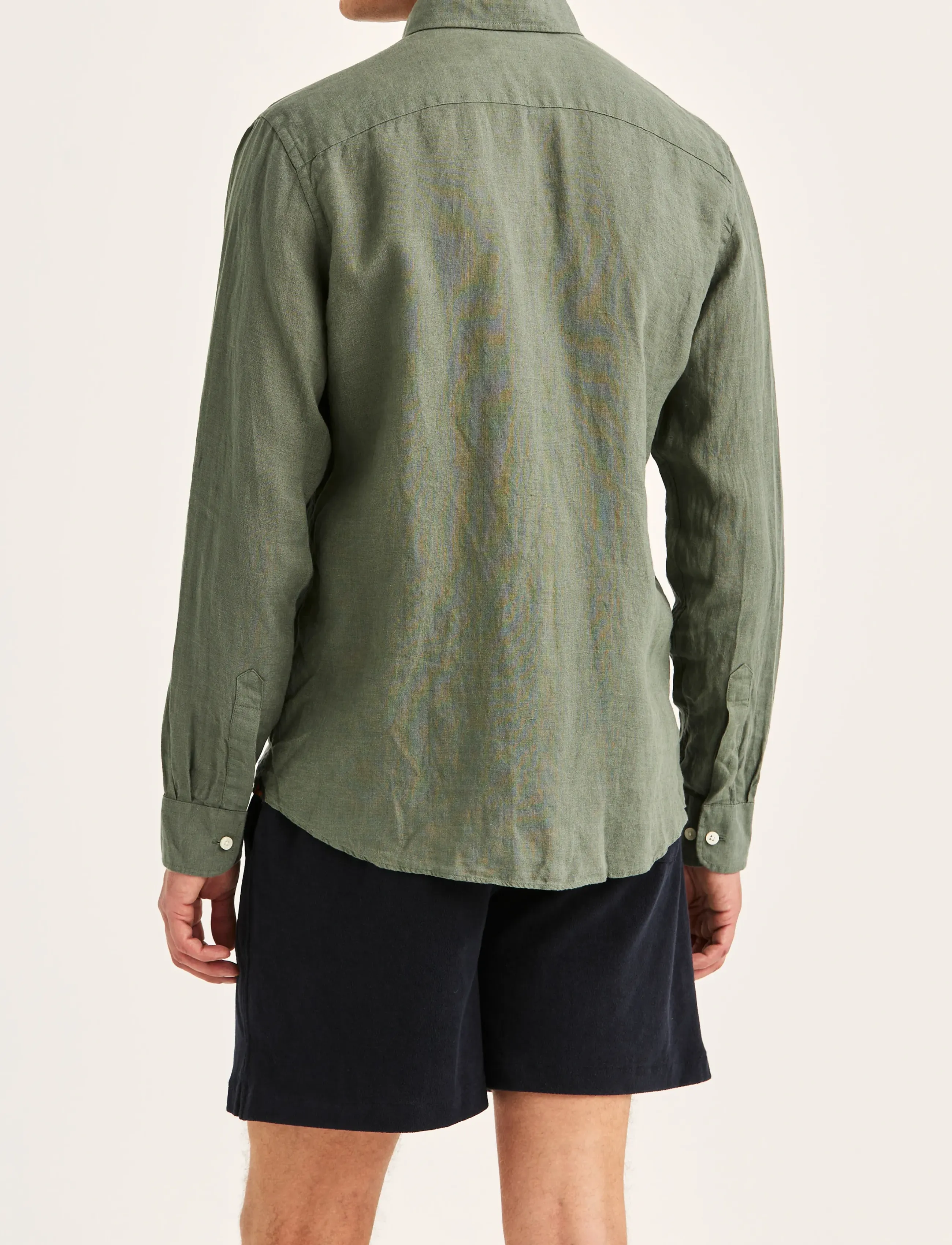 Morris - Douglas Linen Shirt-Classic Fit - linen shirts - olive - 4