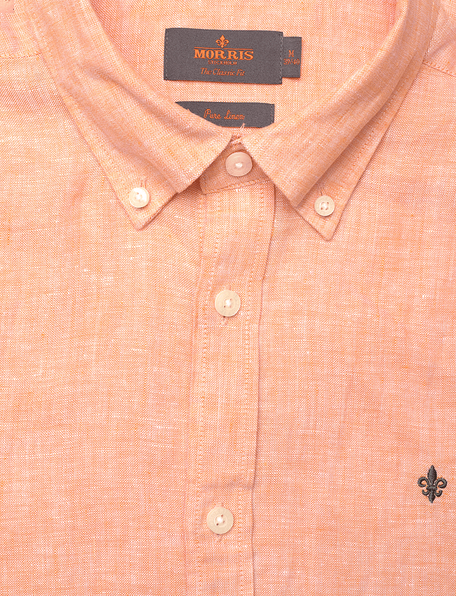 Morris - Douglas Linen Shirt-Classic Fit - linen shirts - orange - 2
