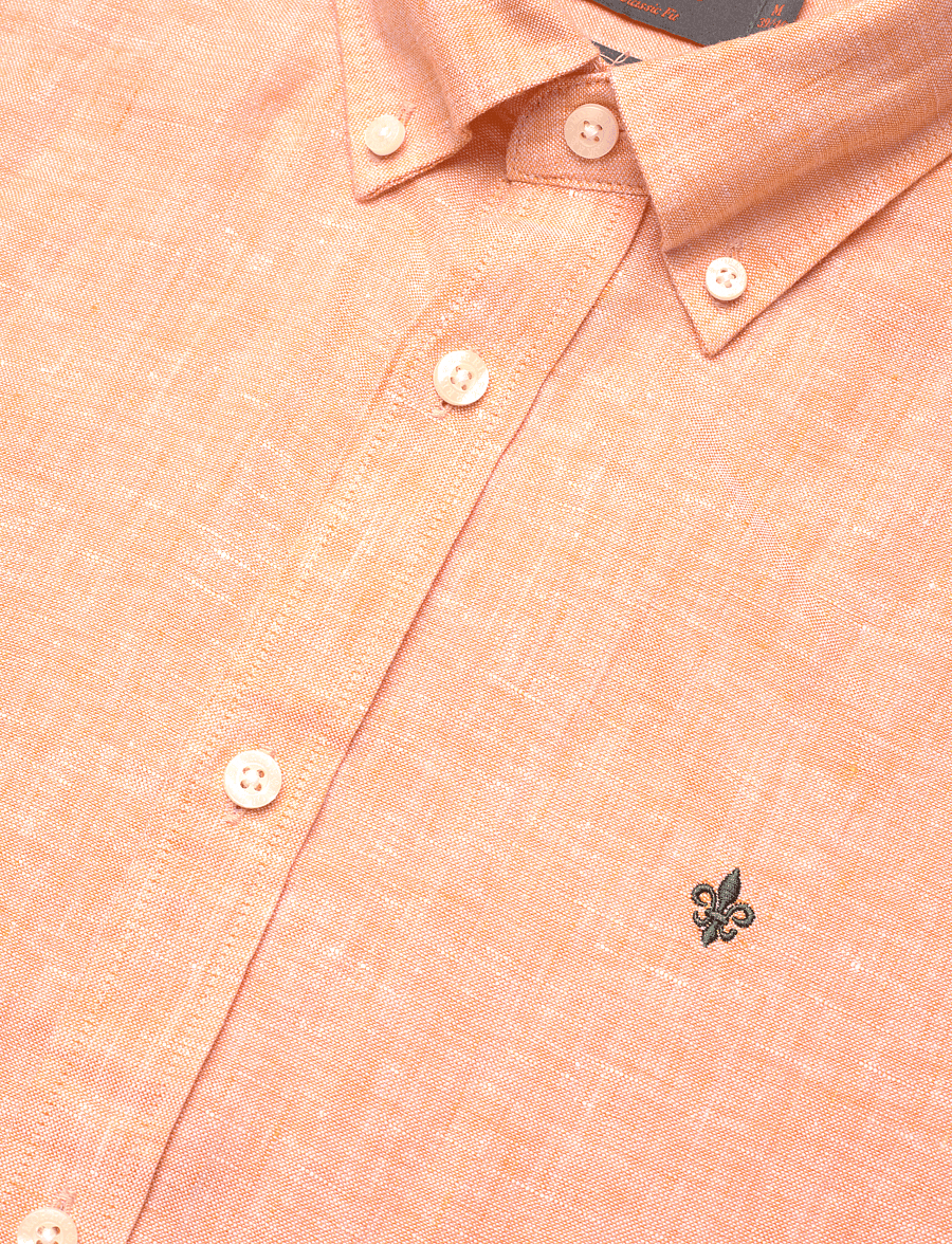 Morris - Douglas Linen Shirt-Classic Fit - linen shirts - orange - 3