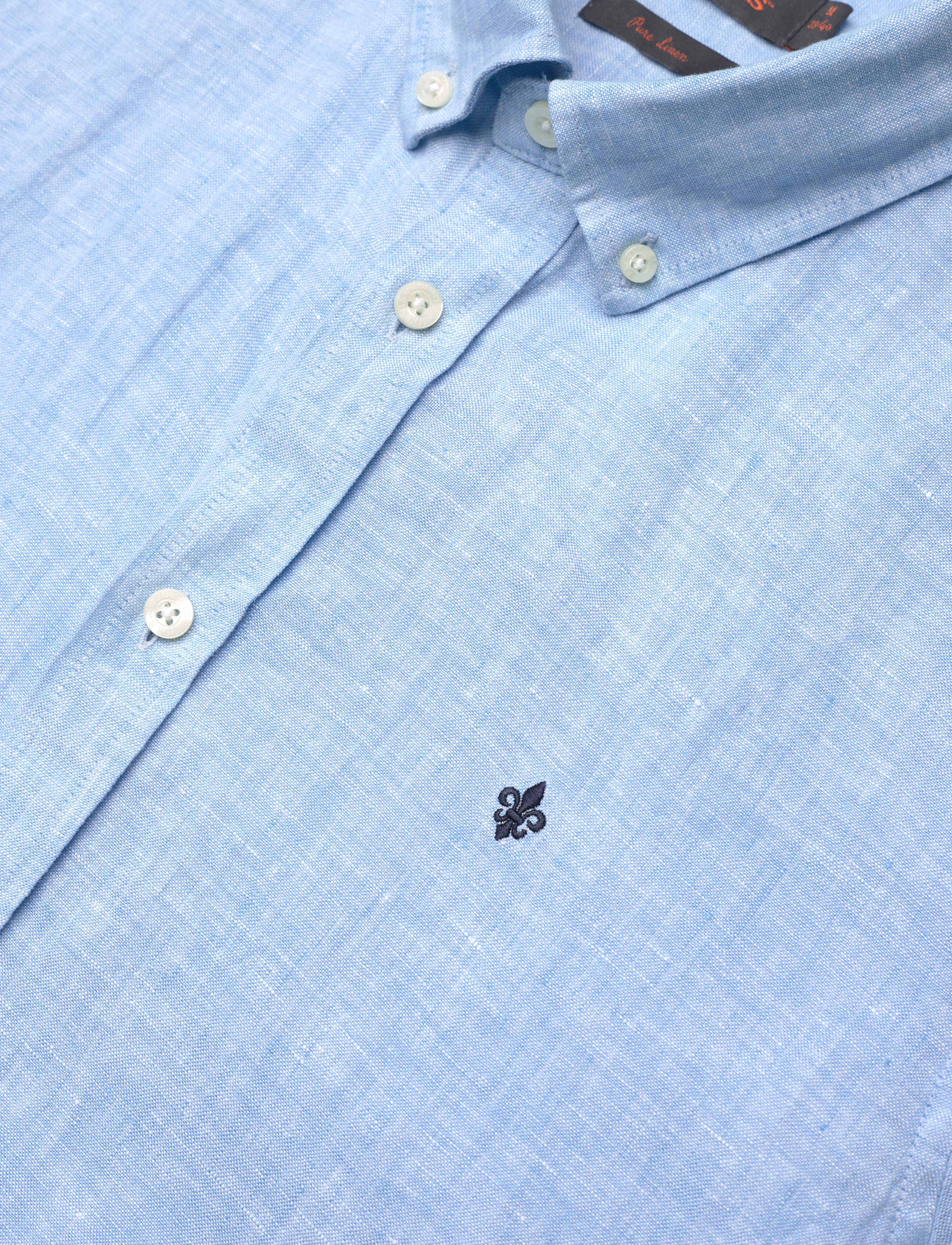 Morris - Douglas Linen SS Shirt-Classic Fit - hørskjorter - blue - 3