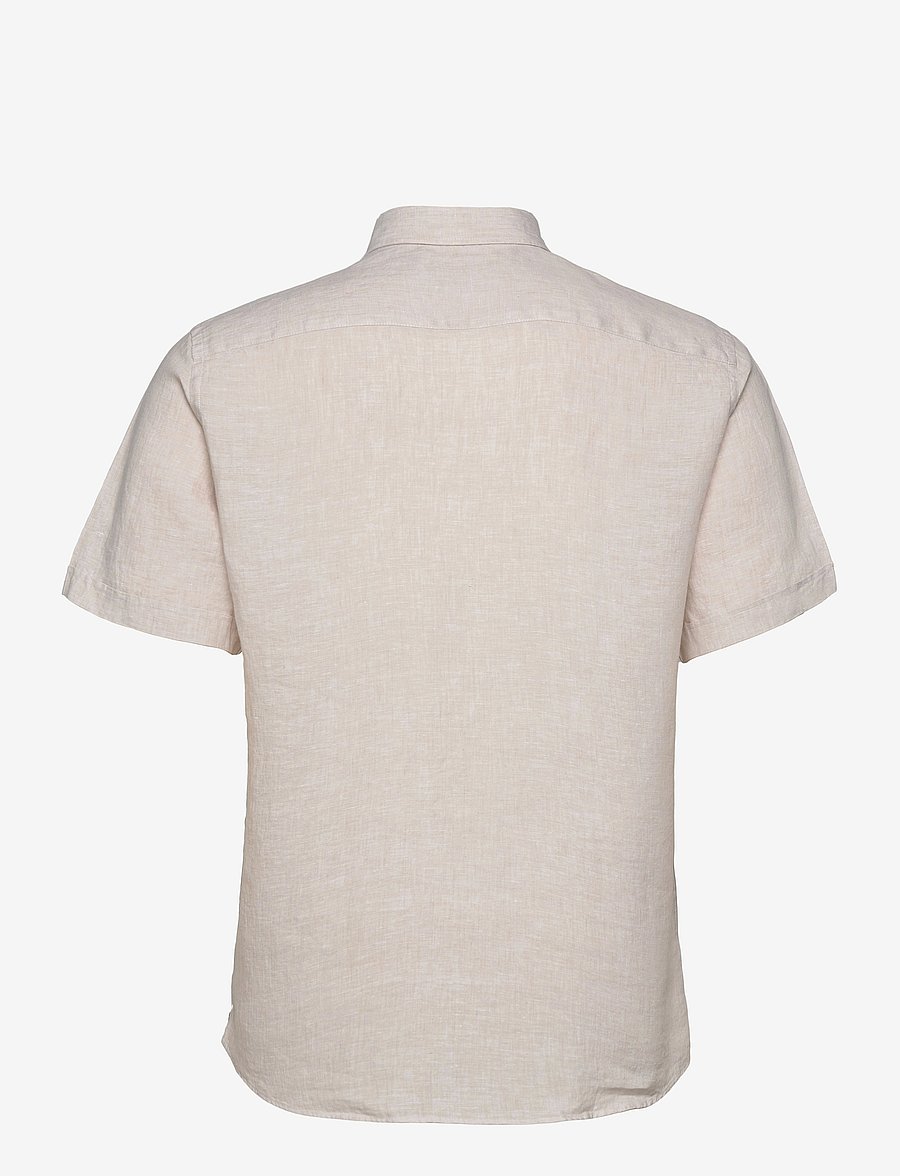 Morris - Douglas Linen SS Shirt-Classic Fit - linneskjortor - khaki - 1