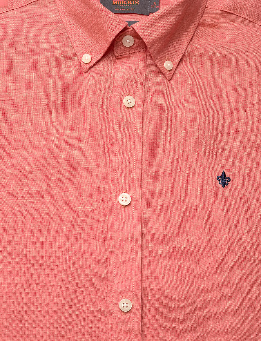 Morris - Douglas Linen SS Shirt-Classic Fit - linen shirts - orange - 2