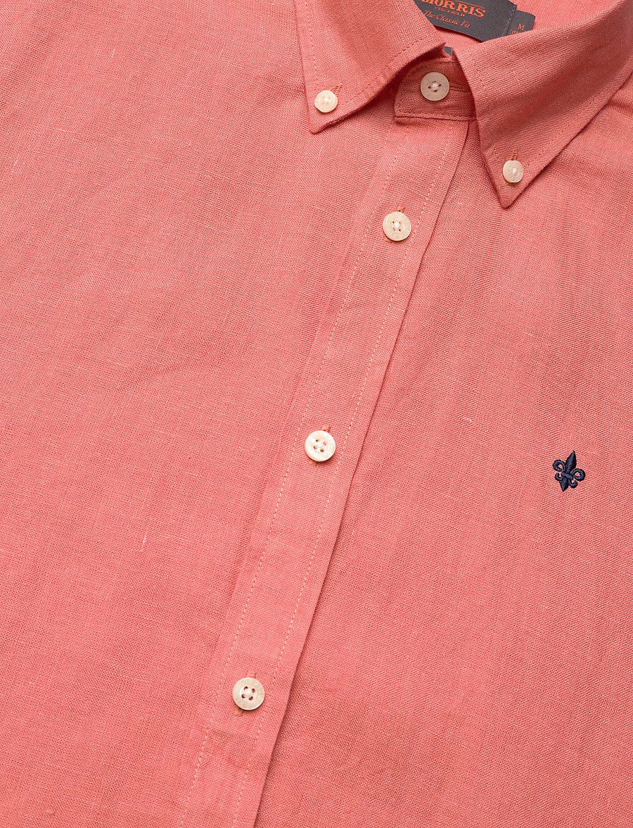 Morris - Douglas Linen SS Shirt-Classic Fit - linen shirts - orange - 3