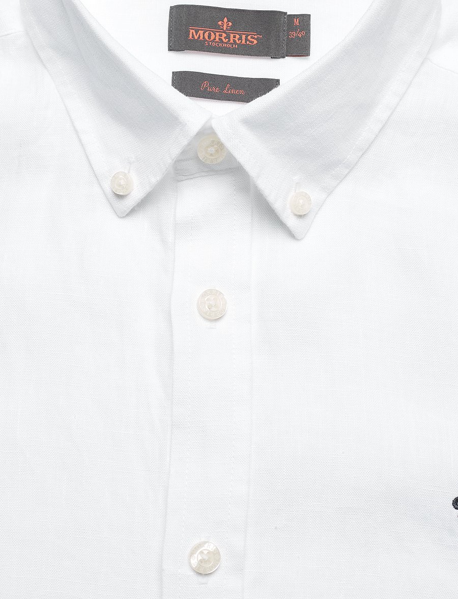 Morris - Douglas Linen SS Shirt-Classic Fit - linen shirts - white - 2