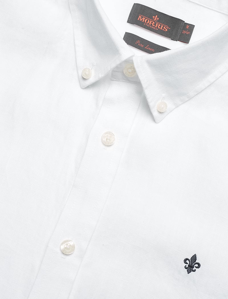 Morris - Douglas Linen SS Shirt-Classic Fit - pellavakauluspaidat - white - 3