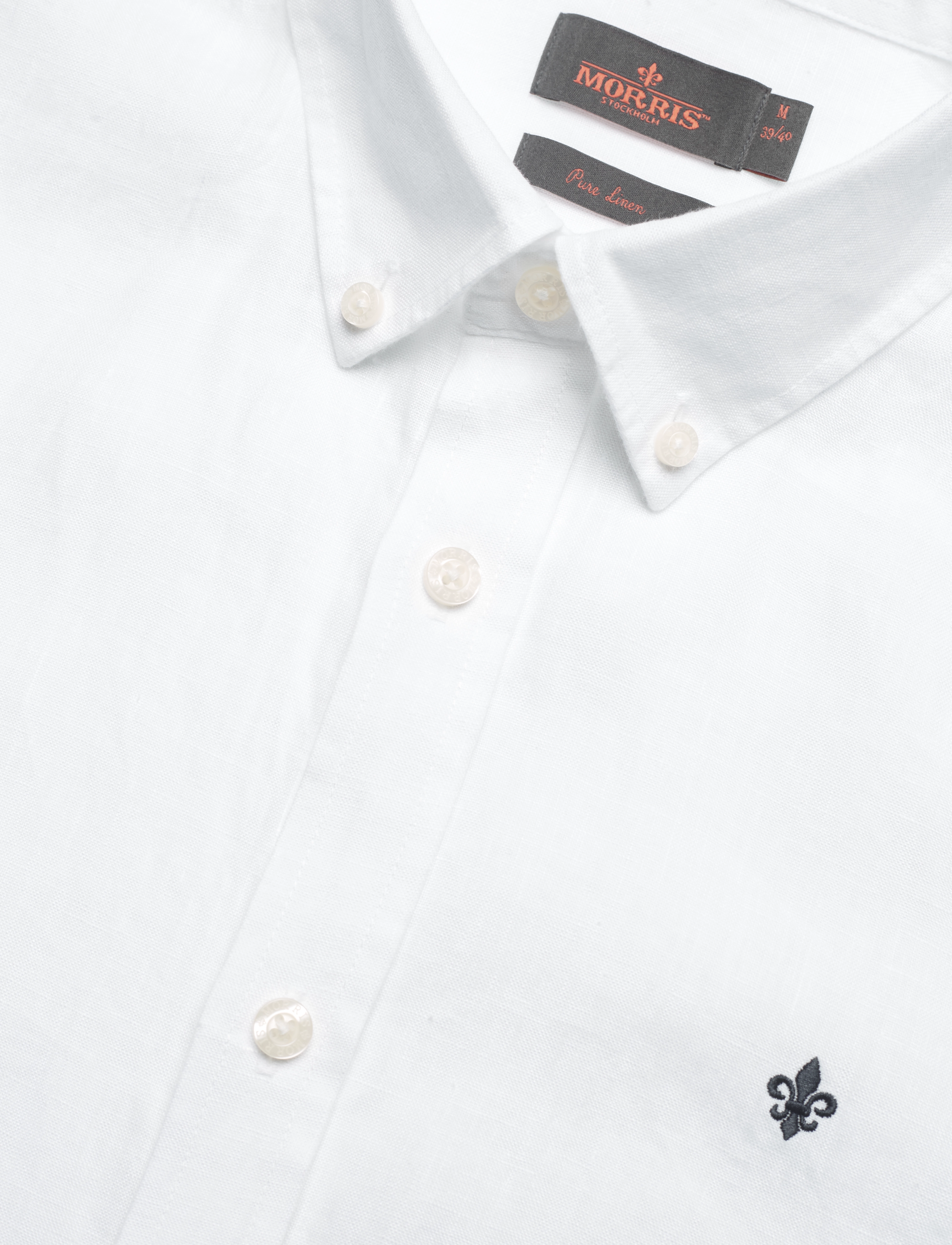 Morris - Douglas Linen SS Shirt-Classic Fit - linased särgid - white - 3