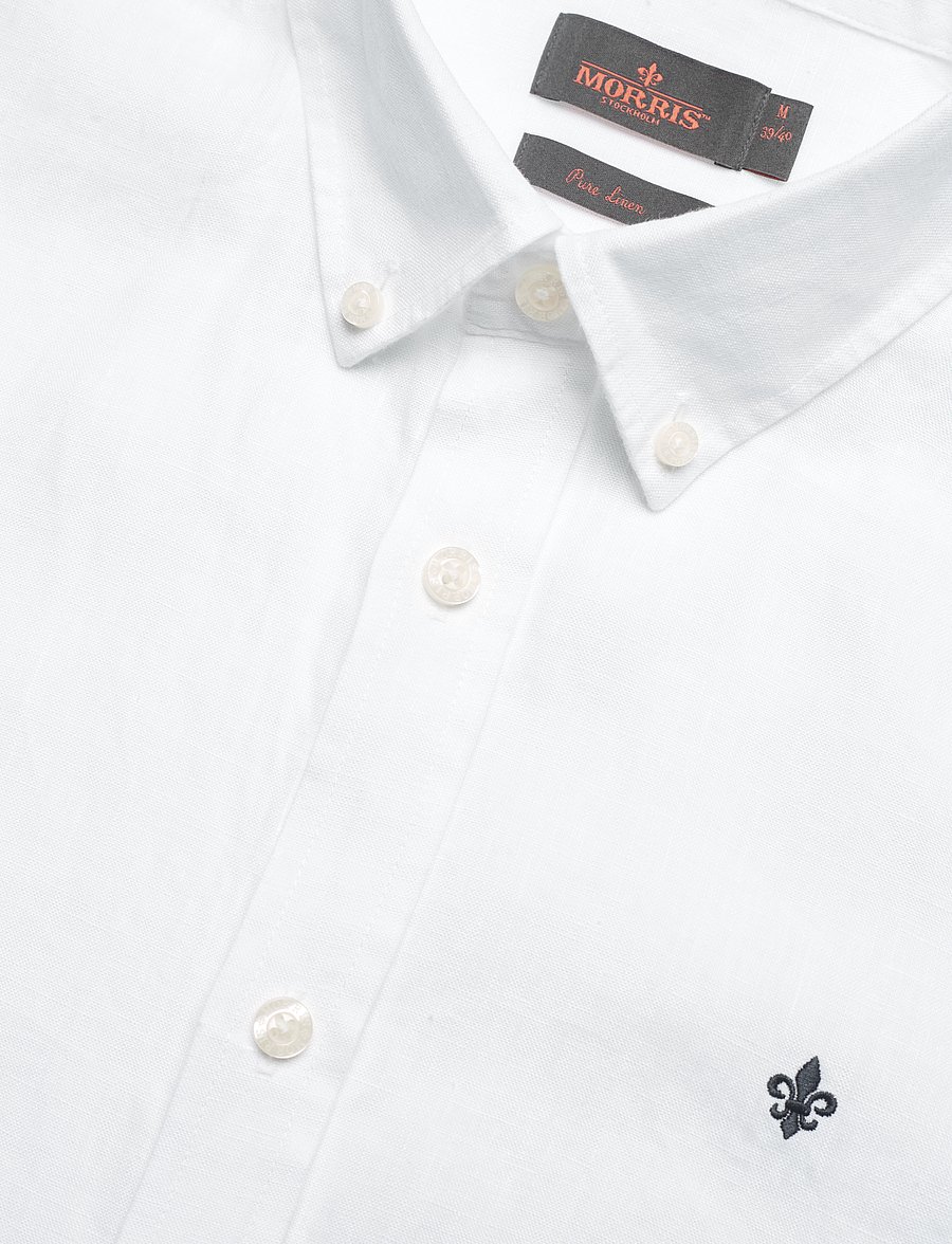 Morris - Douglas Linen SS Shirt-Classic Fit - linen shirts - white - 3