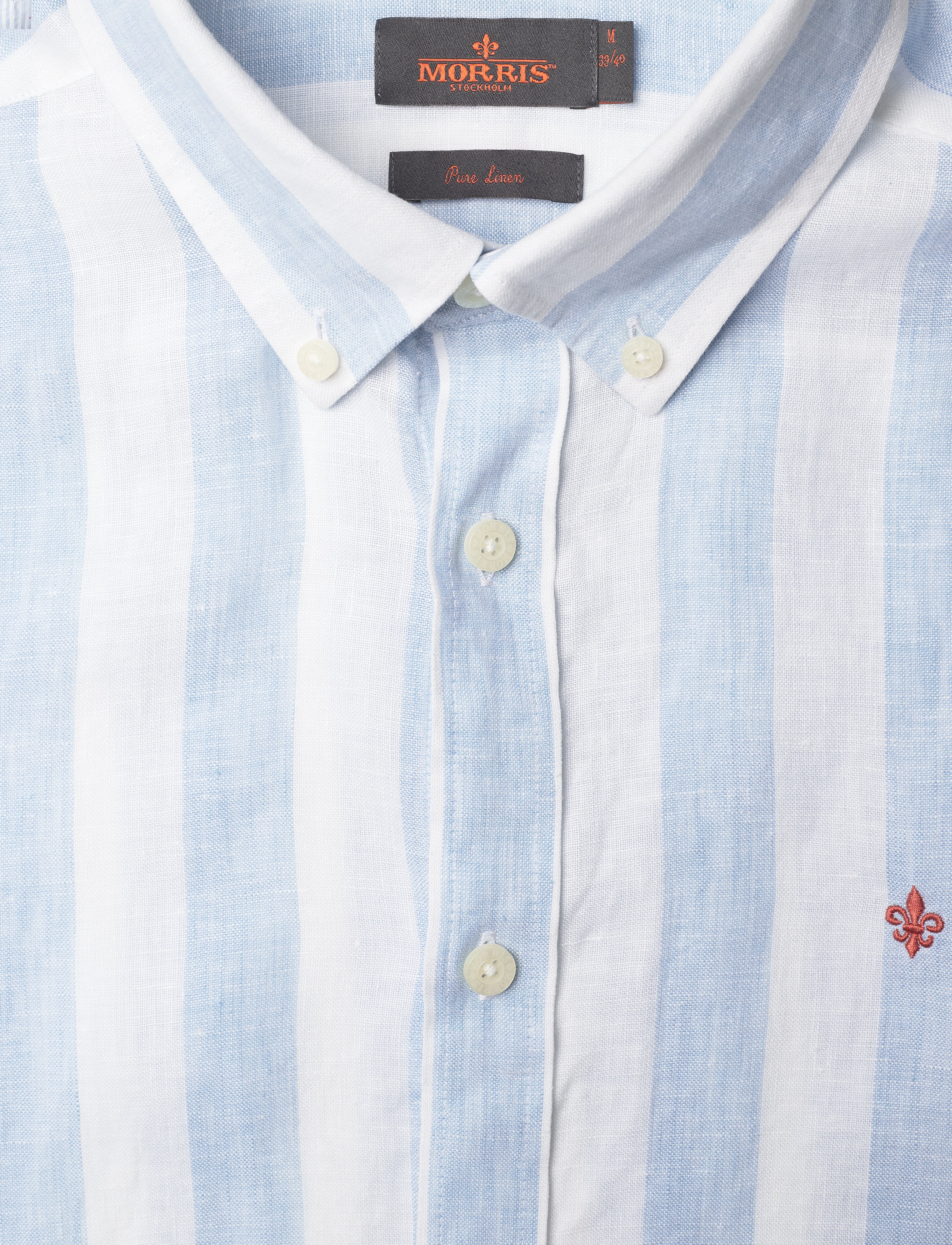 Morris - Douglas Linen Stripe Shirt - blue - 2