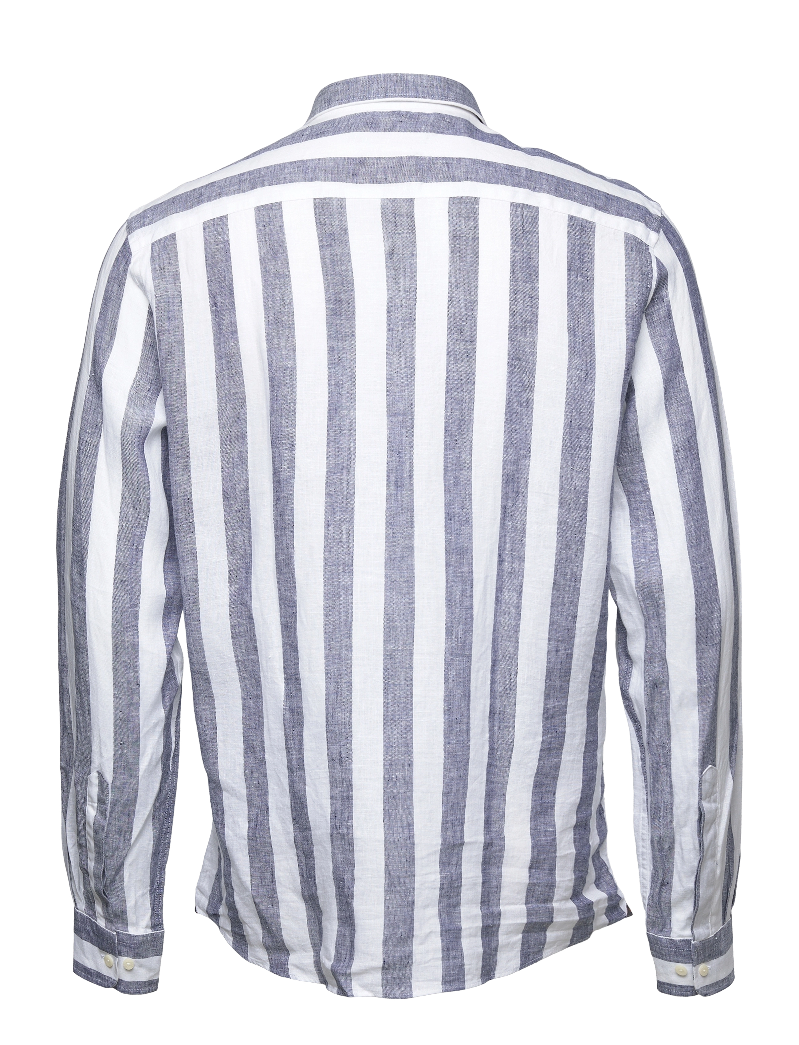 Morris - Douglas Linen Stripe Shirt - navy - 1
