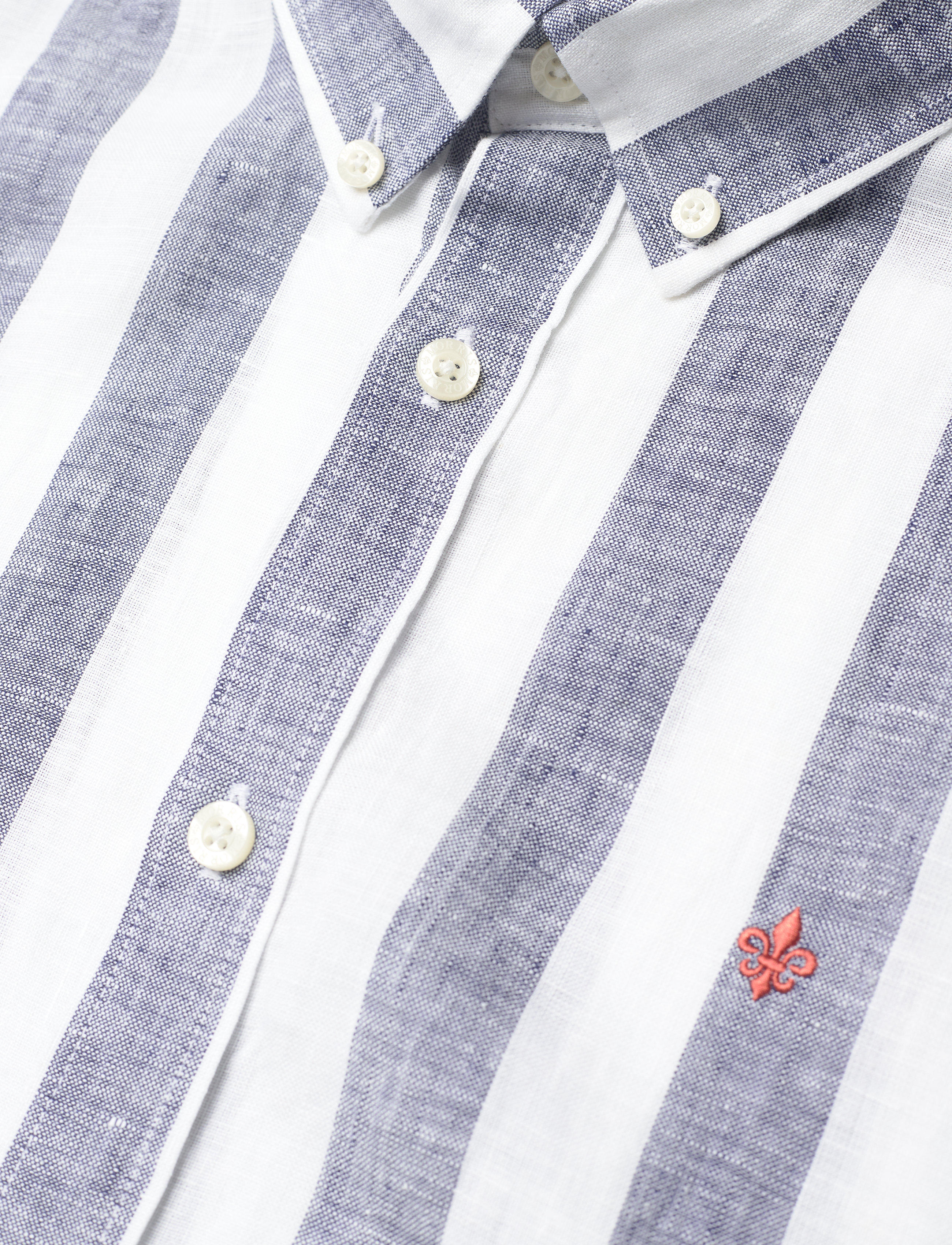 Morris - Douglas Linen Stripe Shirt - navy - 3