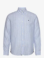 Douglas Linen Stripe BD Shirt - BLUE
