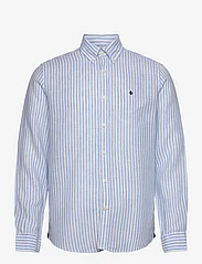 Morris - Douglas Linen Stripe BD Shirt - hørskjorter - blue - 0