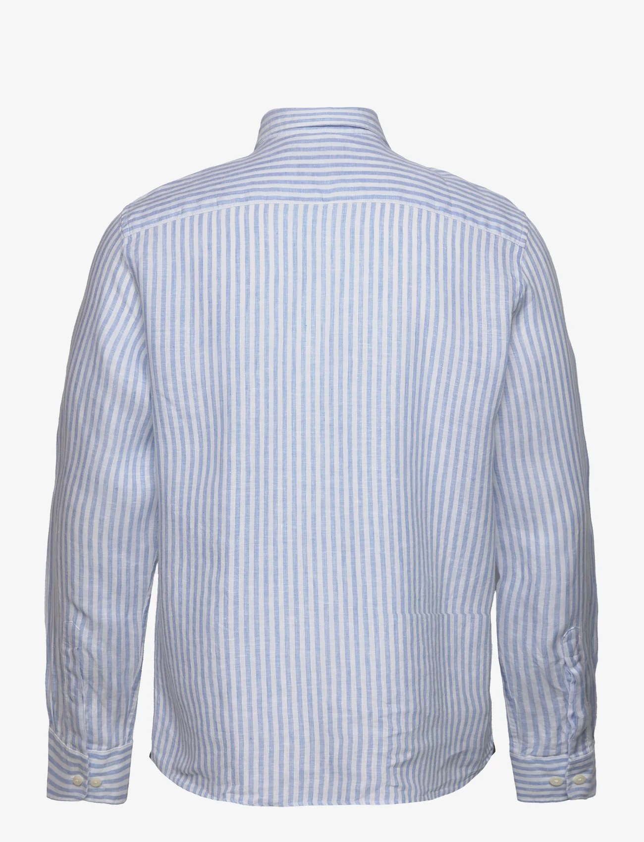Morris - Douglas Linen Stripe BD Shirt - linnen overhemden - blue - 1