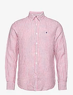 Douglas Linen Stripe BD Shirt - CERISE