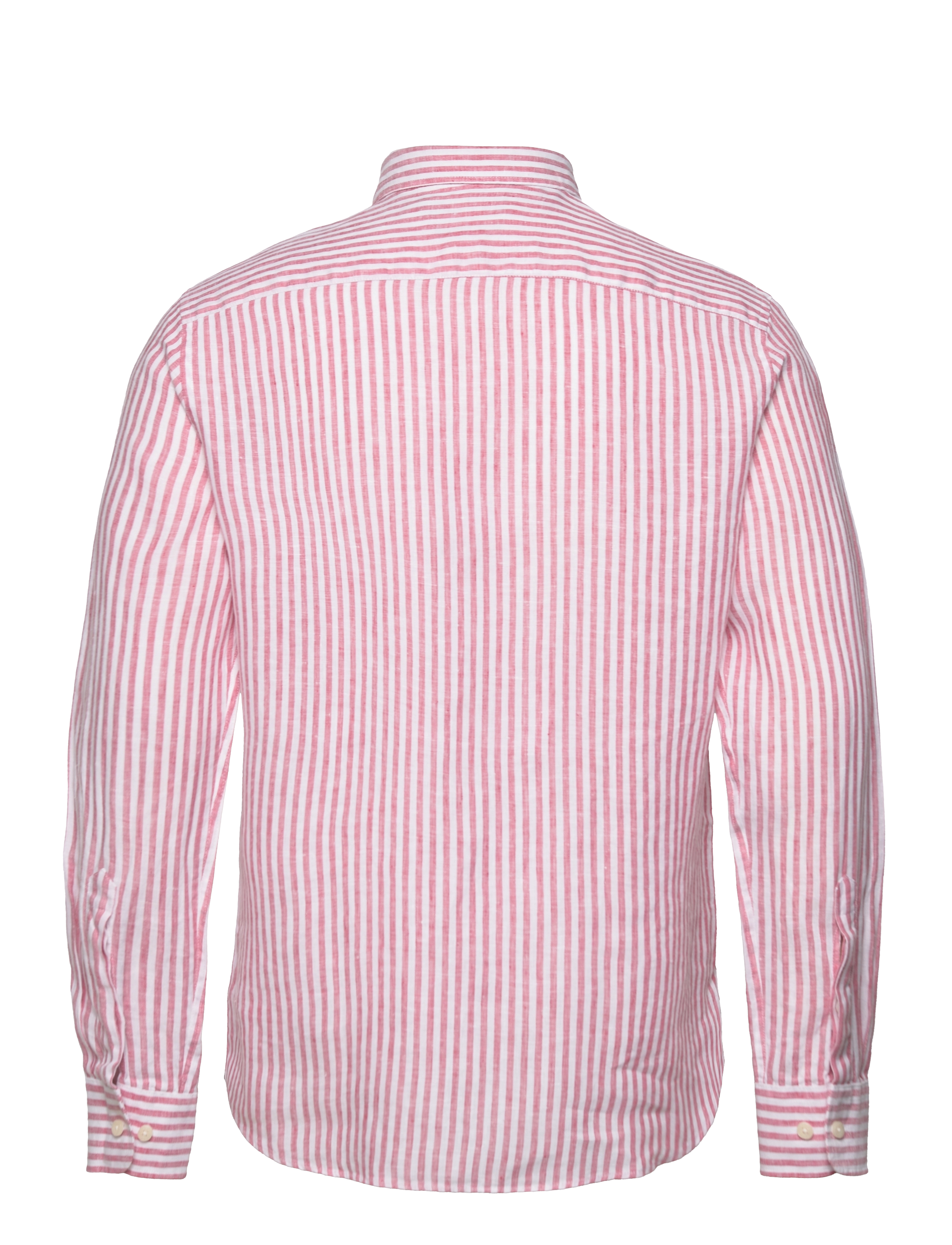 Morris - Douglas Linen Stripe BD Shirt - cerise - 1