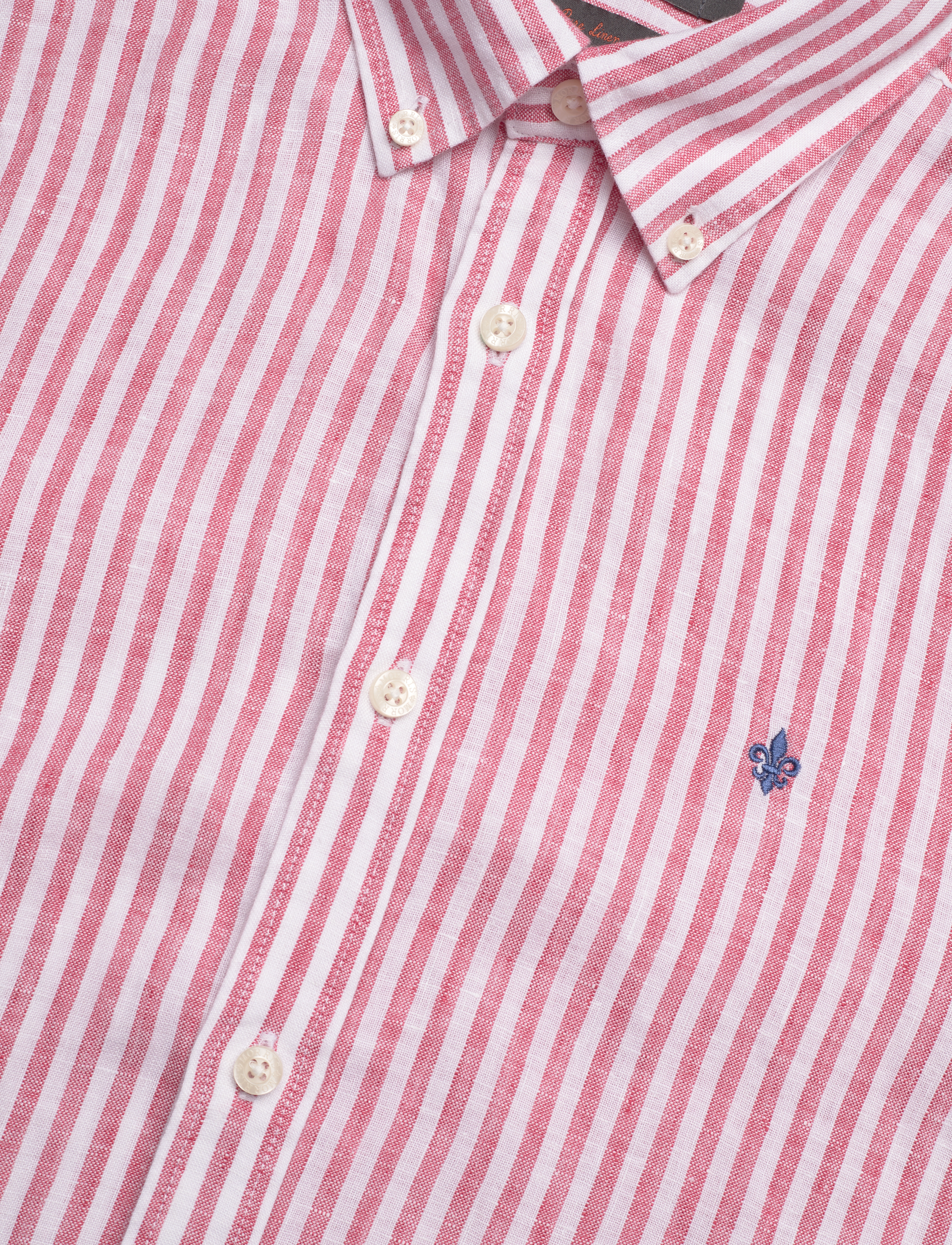 Morris - Douglas Linen Stripe BD Shirt - cerise - 3