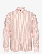 Douglas Linen Stripe BD Shirt - ORANGE