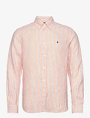 Morris - Douglas Linen Stripe BD Shirt - hørskjorter - orange - 0