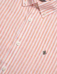 Morris - Douglas Linen Stripe BD Shirt - hørskjorter - orange - 3