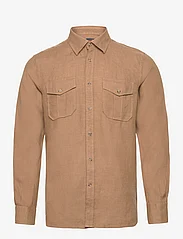 Morris - Safari Linen Shirt - linneskjortor - camel - 0