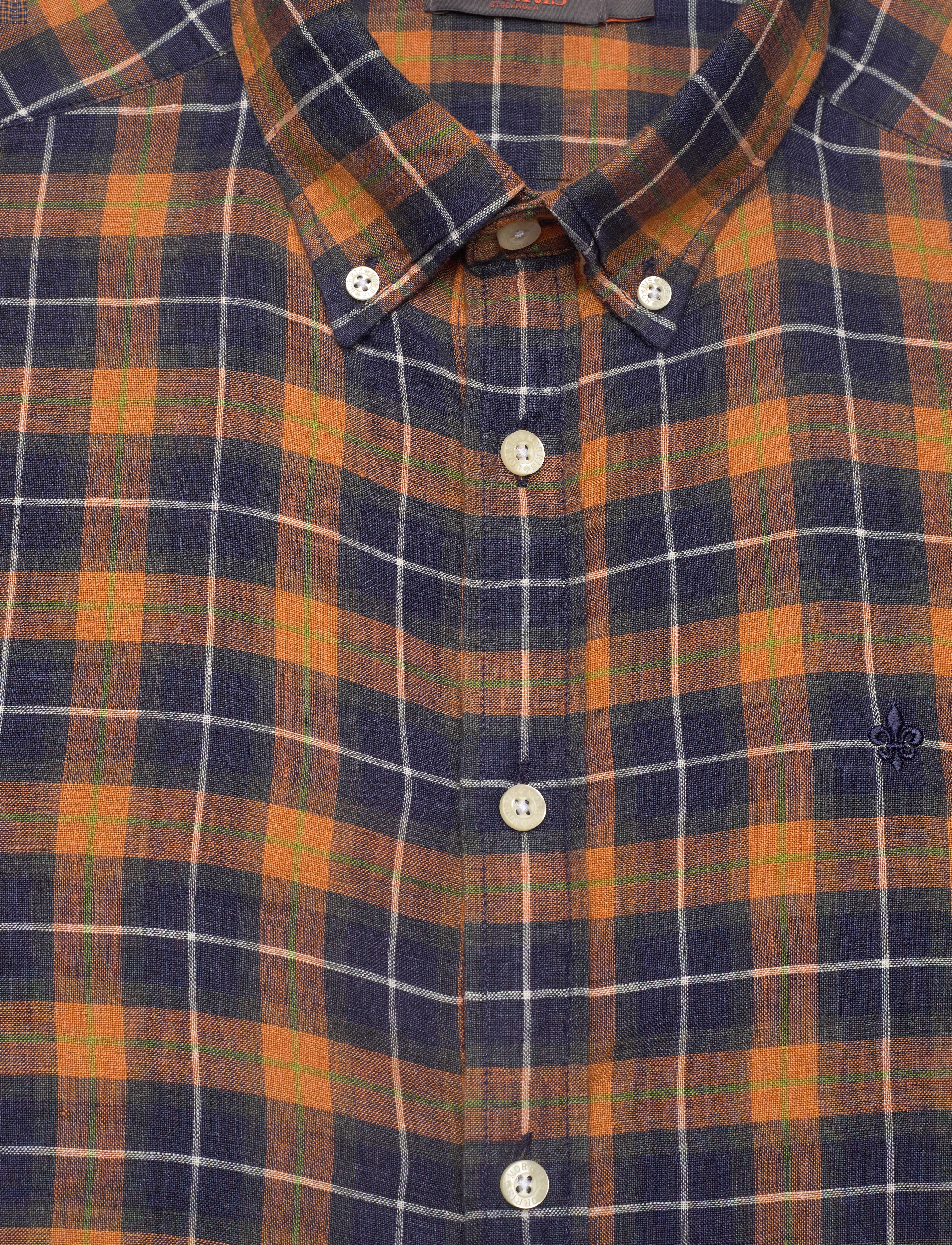 Morris - Linen Check BD Shirt - navy - 2