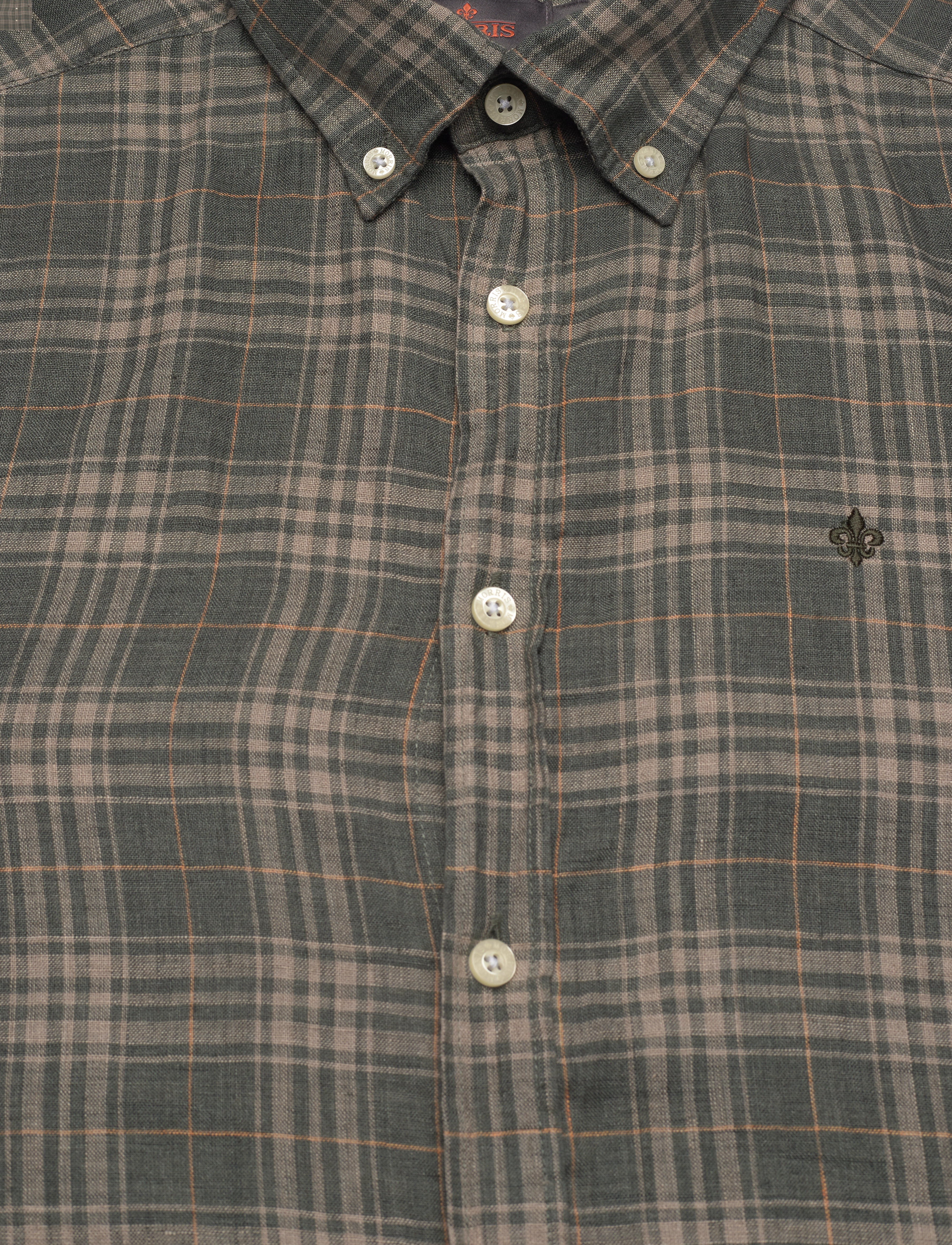 Morris - Linen Check BD Shirt - olive - 3