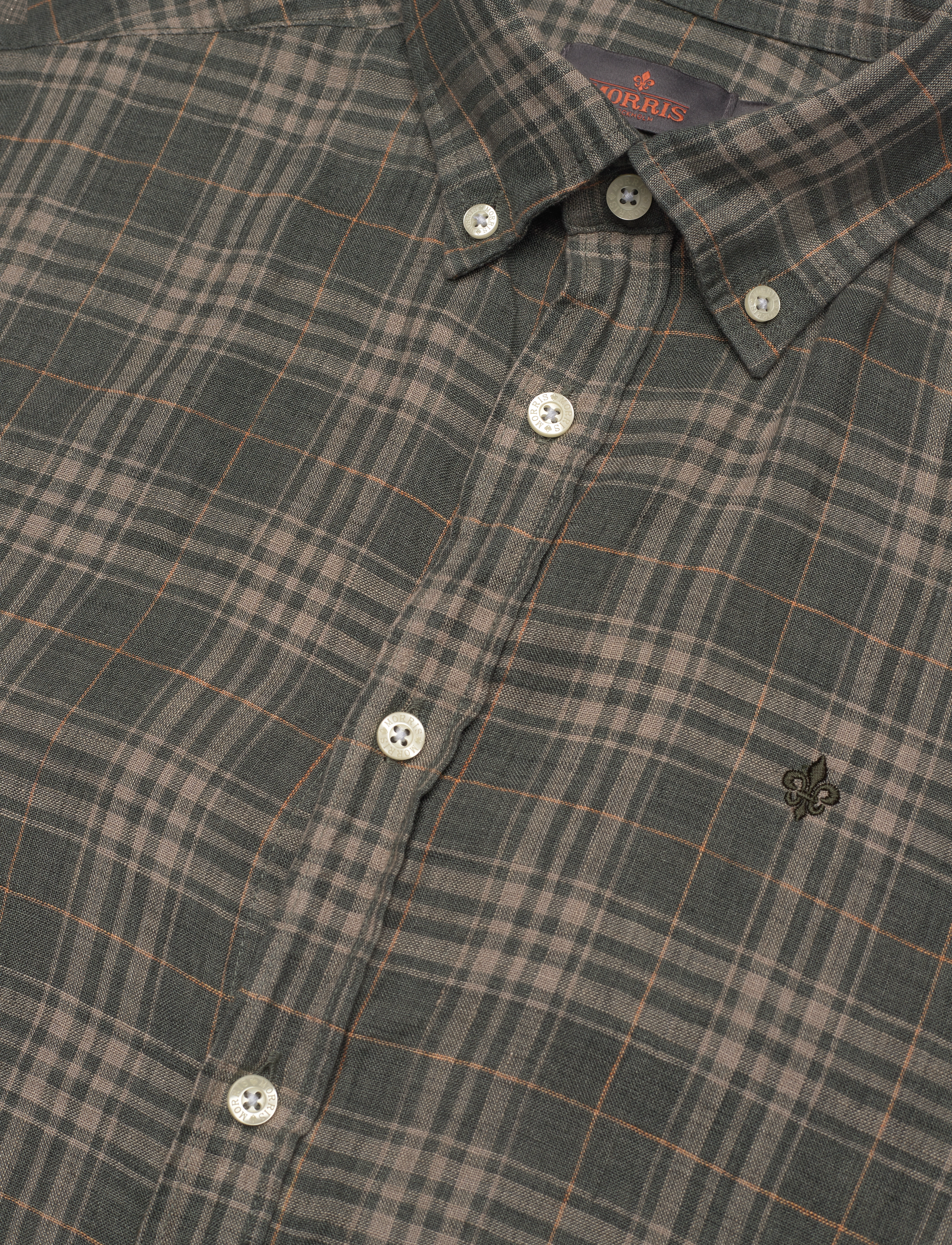 Morris - Linen Check BD Shirt - olive - 2