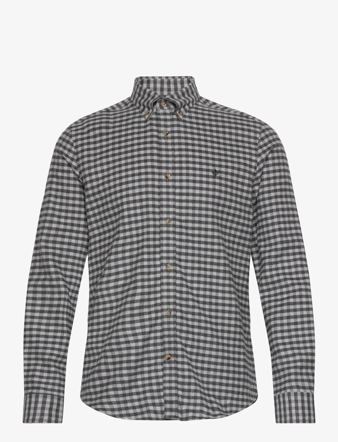 Morris - Flannel Check Shirt - ternede skjorter - grey - 0