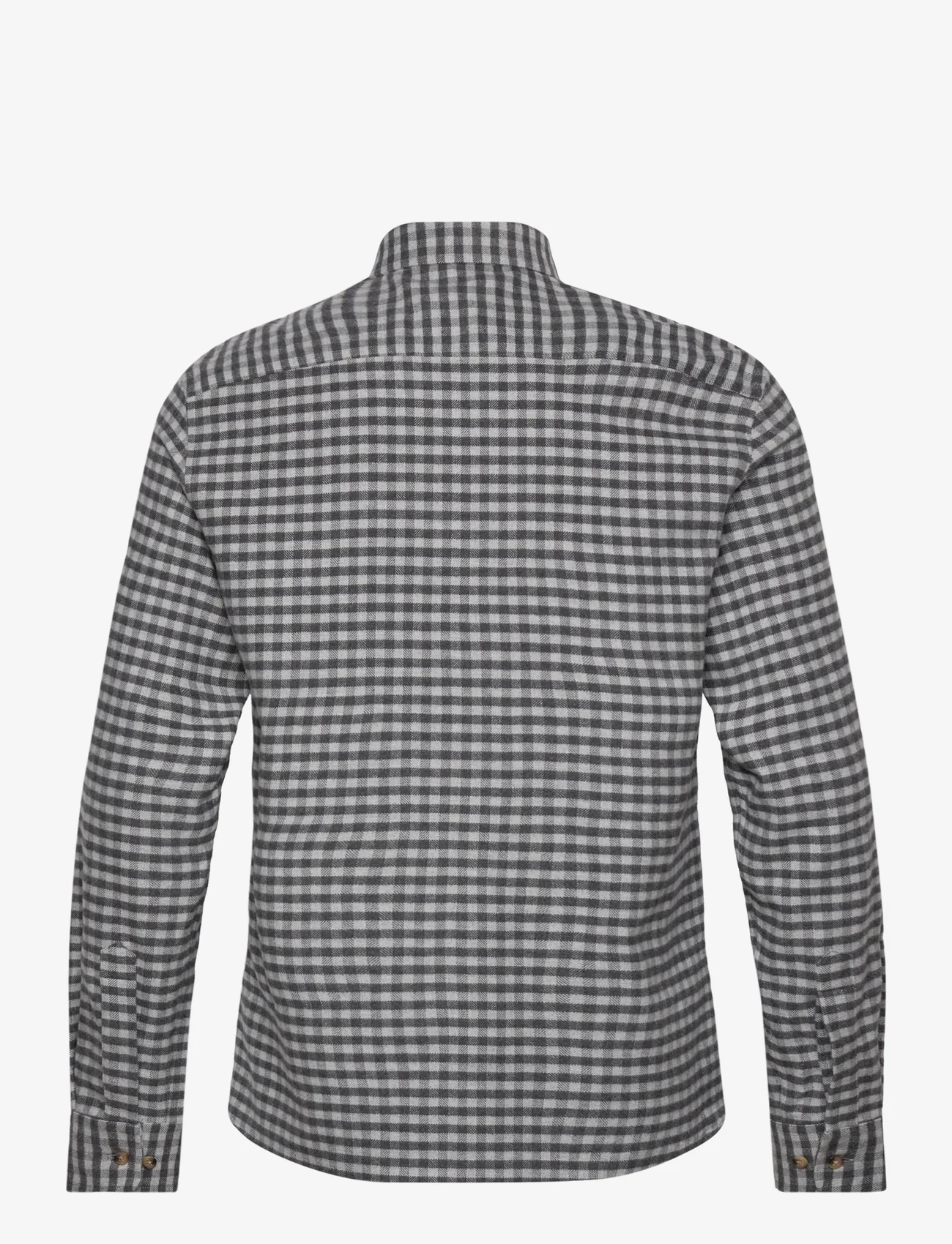 Morris - Flannel Check Shirt - ternede skjorter - grey - 1