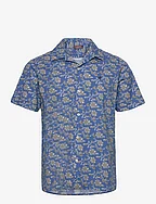 Printed Short Sleeve Shirt - BLUE
