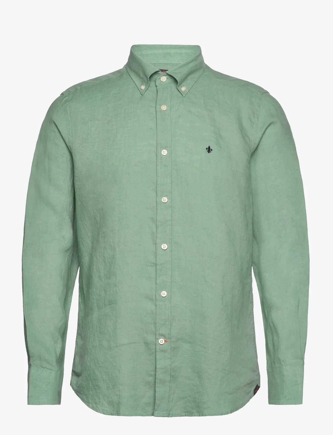 Morris - Douglas Linen Shirt-Classic Fit - peruskauluspaidat - green - 0