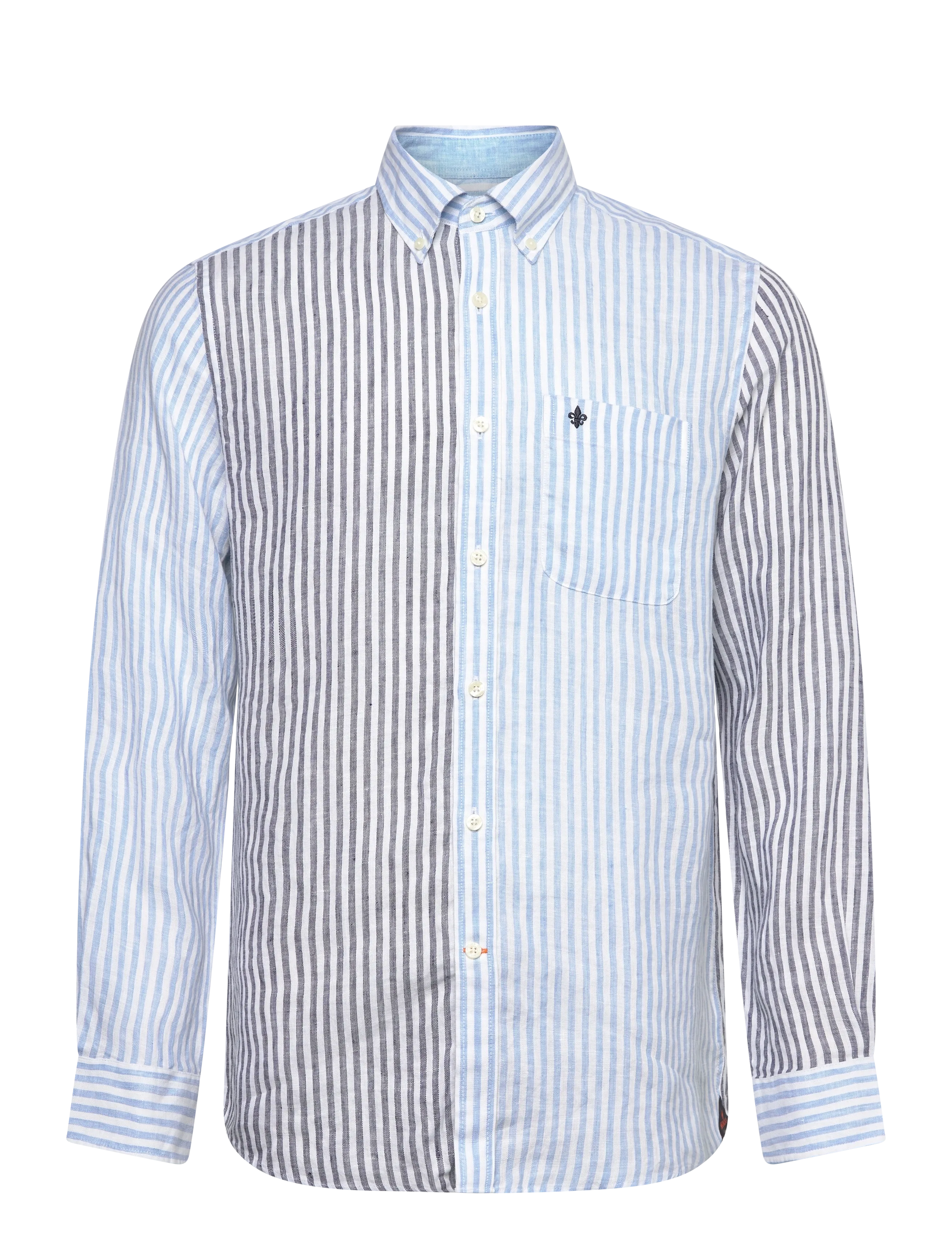 Morris Douglas Linen Mix Shirt-Classic Fit - Kauluspaidat - BLUE / white