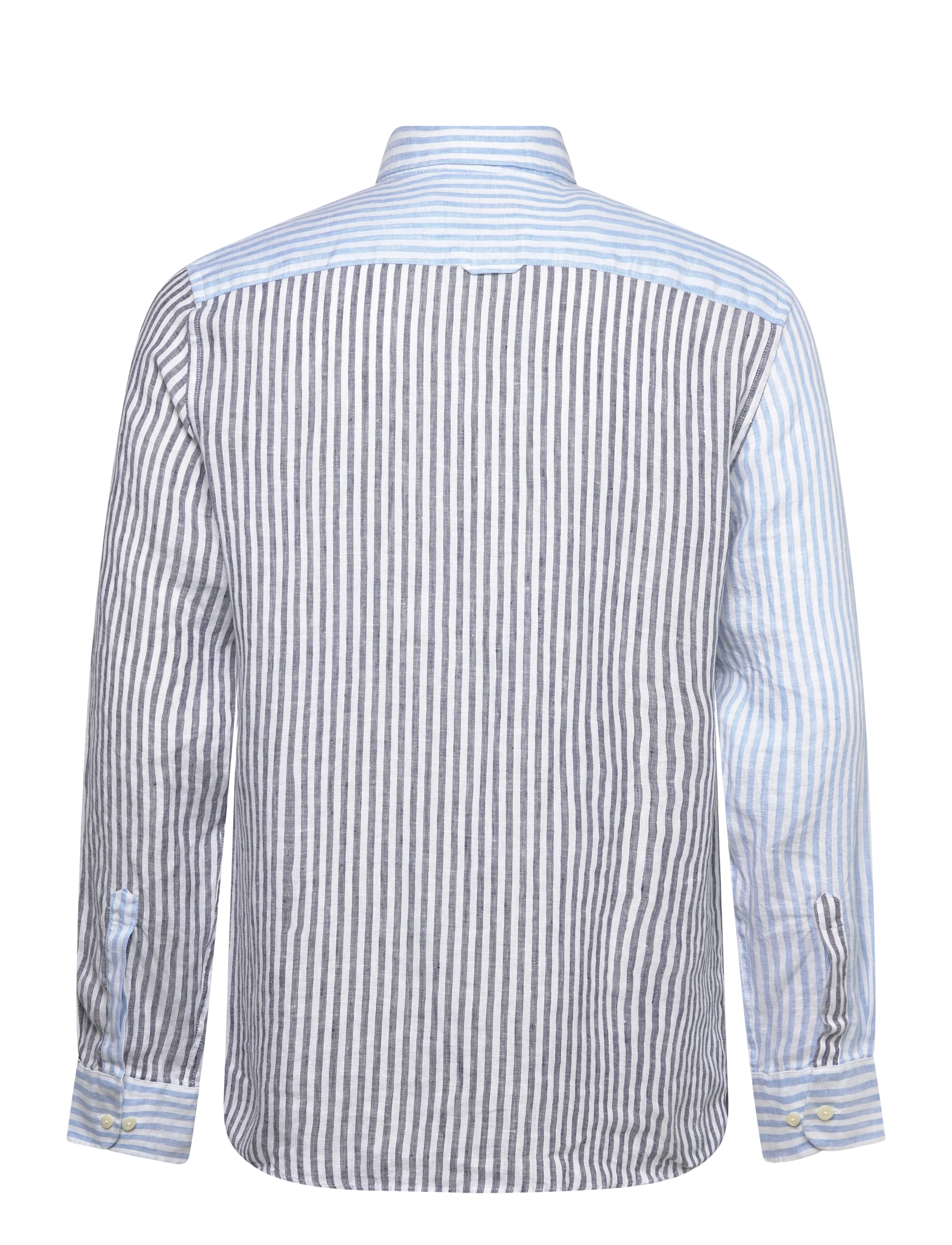 Morris - Douglas Linen Mix Shirt-Classic Fit - randiga skjortor - blue - 1