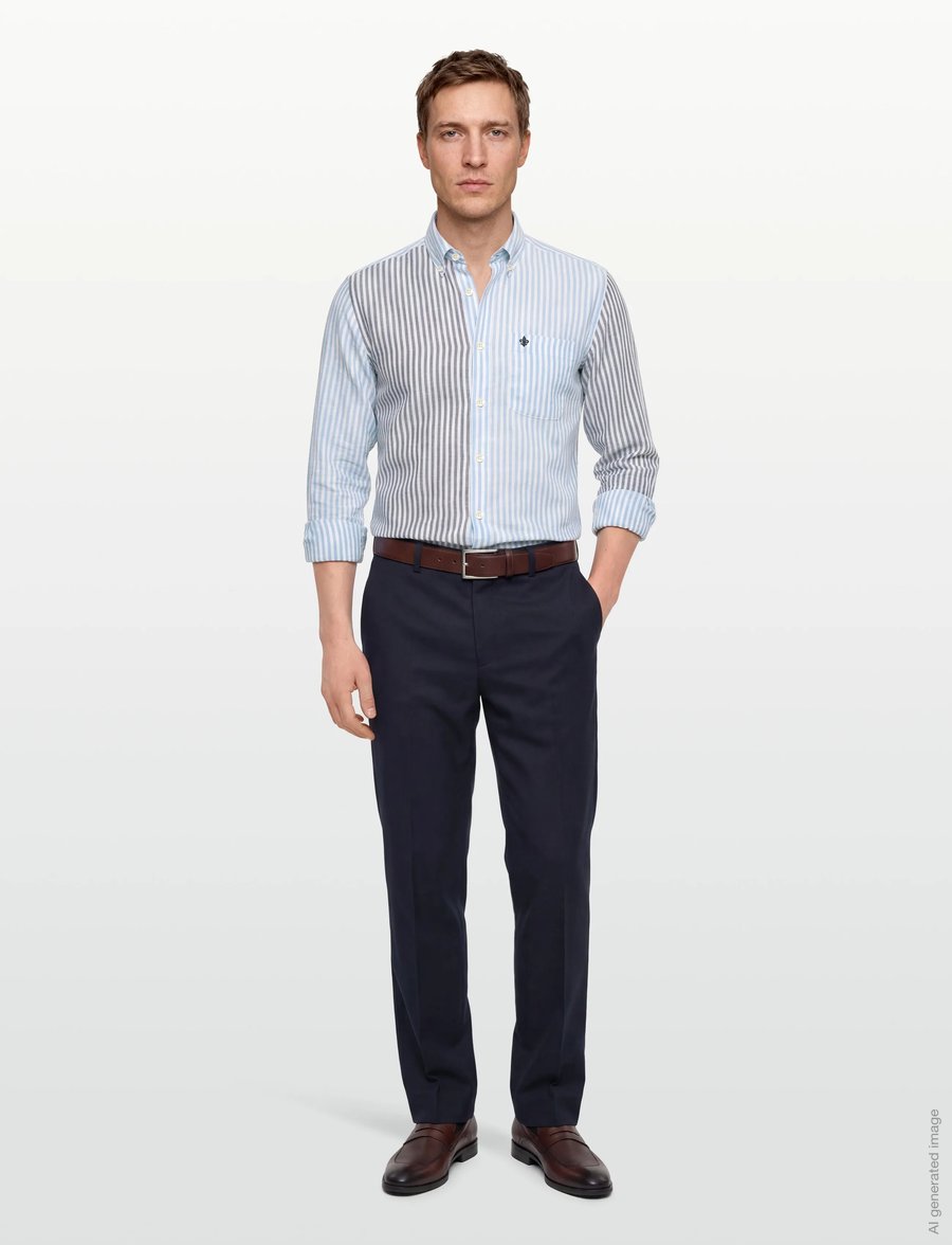 Morris - Douglas Linen Mix Shirt-Classic Fit - gestreifte hemden - blue - 0
