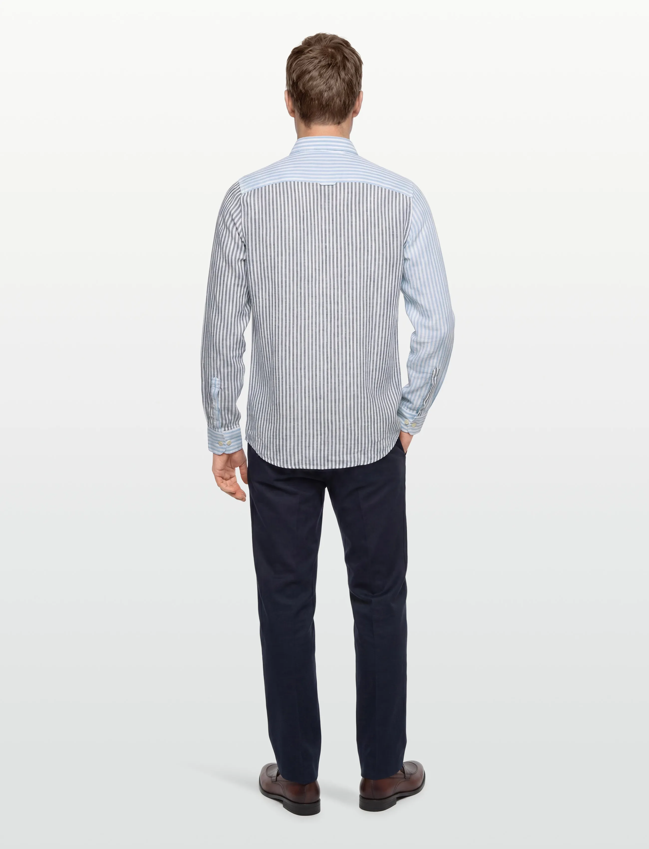 Morris - Douglas Linen Mix Shirt-Classic Fit - lina krekli - blue - 4