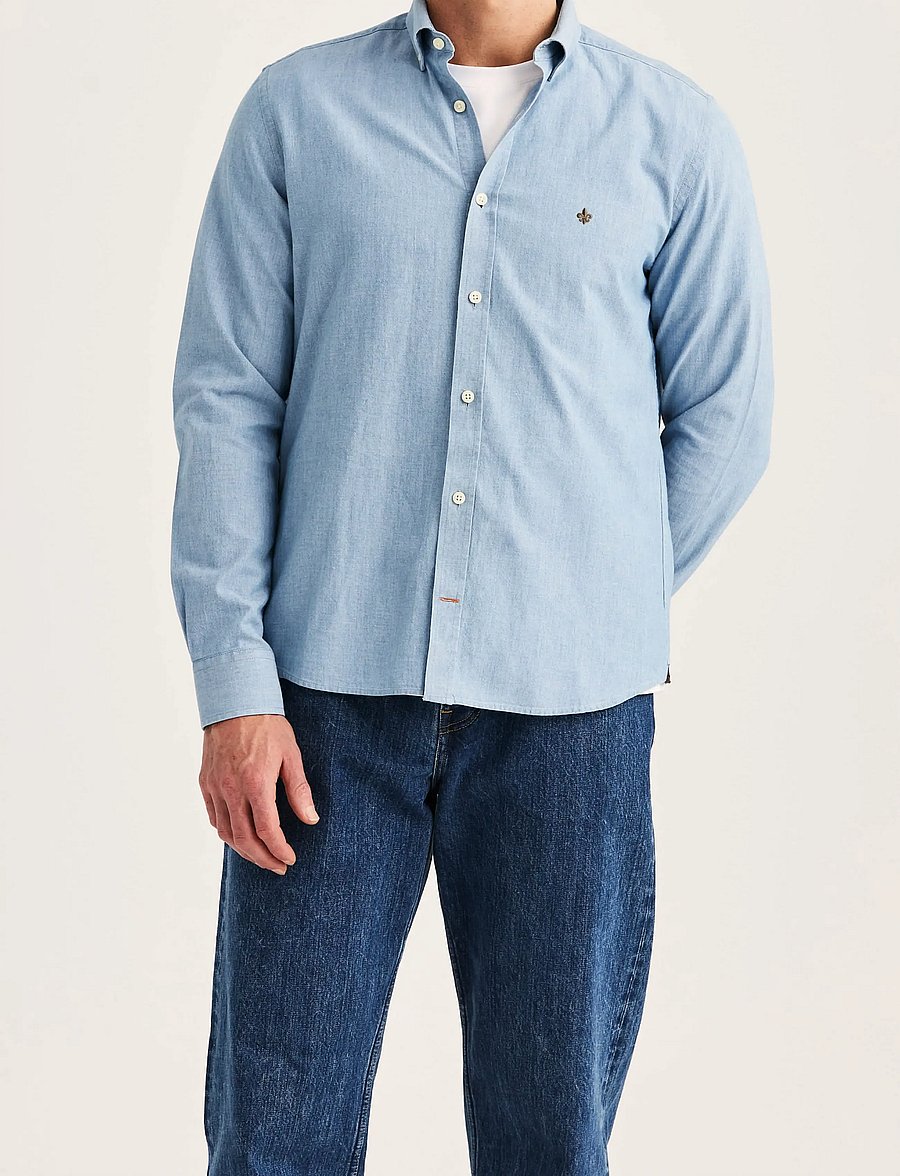 Morris - Morris Chambray Shirt - Slim Fit - vabaajasärgid - blue - 0
