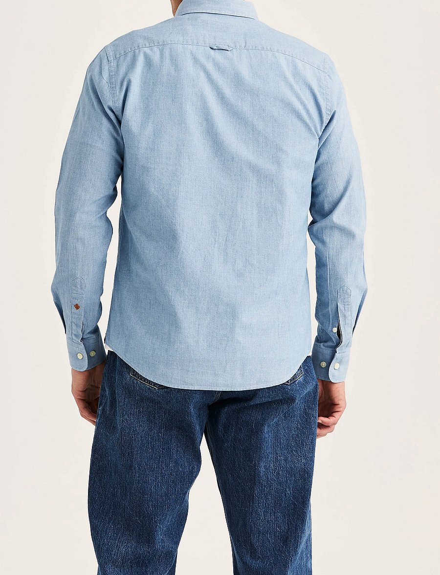 Morris - Morris Chambray Shirt - Slim Fit - vabaajasärgid - blue - 4