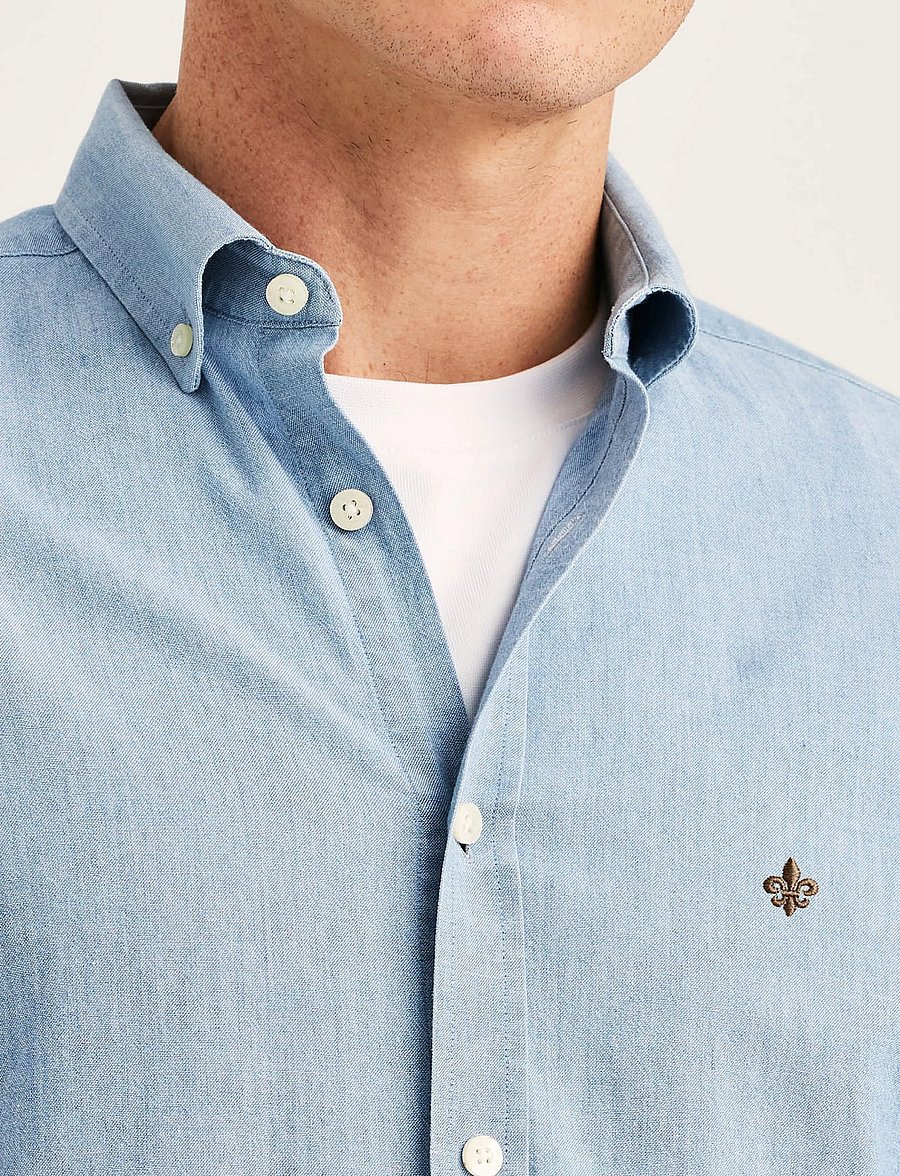 Morris - Morris Chambray Shirt - Slim Fit - vabaajasärgid - blue - 5