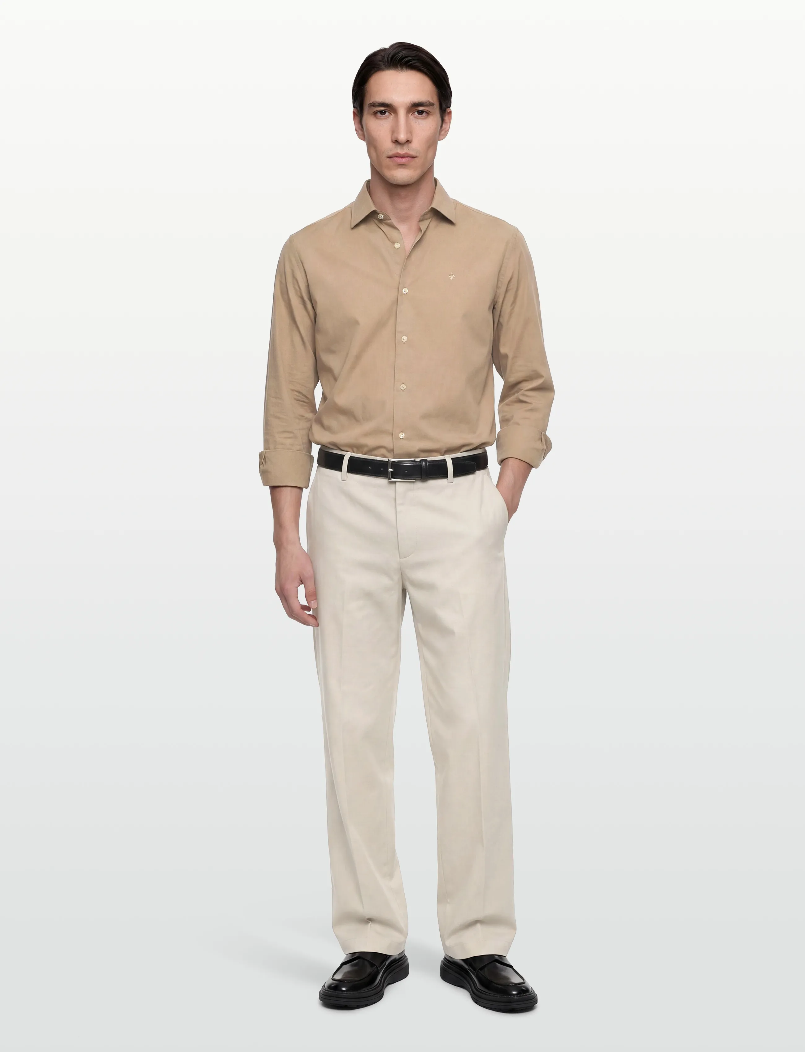 Morris Eddie Pique Shirt - Slim Fit - Skjorter - KHAKI / beige